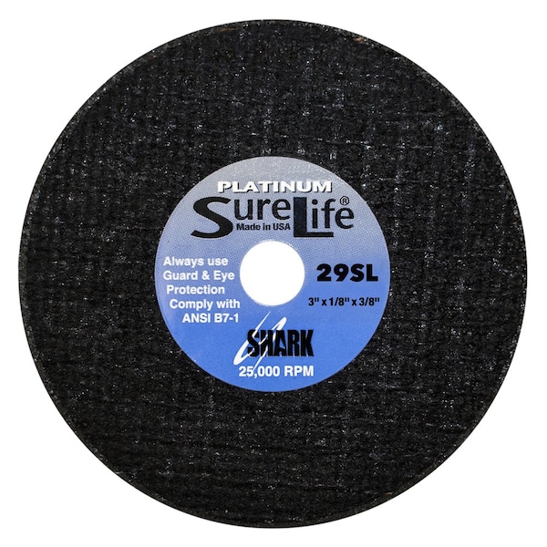 Shark Industries 3" x 1/8" x 3/8" Zirconia Sure-Life Cut-off Wheels 46 Grit - 6 Pk 29SL - main